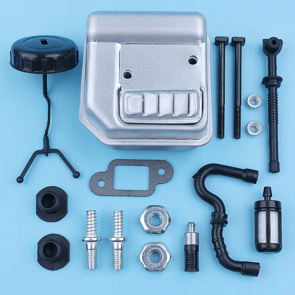 Muffler Exhaust Silencer Kit For Stihl 018 MS180 017 MS170 MS 180 170 MS180C MS170C Chainsaw Bar Stud Nut Fuel Oil Filter Line |