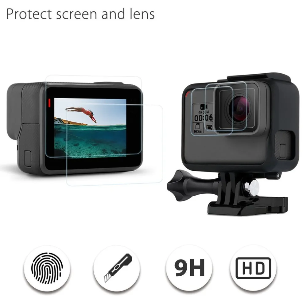 Защитный чехол из закаленного стекла для Go Pro Gopro Hero 5 6 7 Hero5 Hero6 Hero7 крышка объектива камеры ЖК-экран Защитная пленка