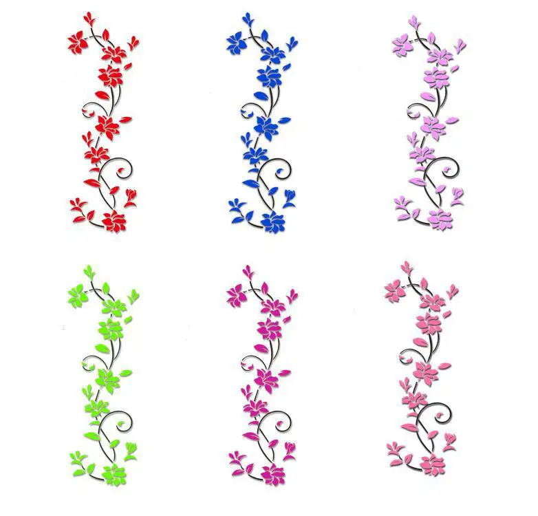 Acrylic 3D wall stickers creative rose flower rattan television living room wall home wall decoration stickers foreign trade