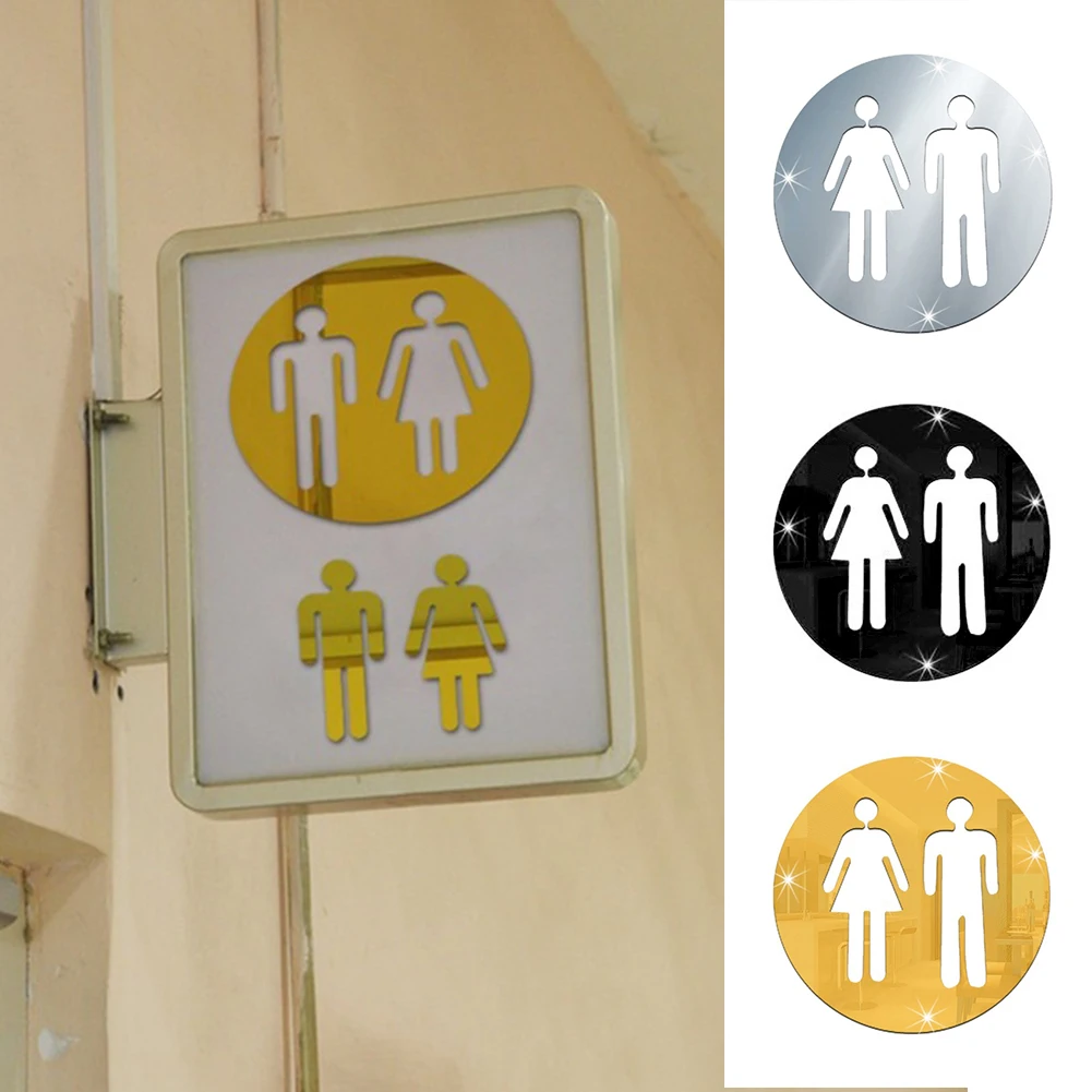 

EDIONS YOTHG 10x10CM DIY Wall Decor Toilet Logo Sticker Mirror 3D Crystal Toilet Logo Wallpaper (Gold)(Gold)