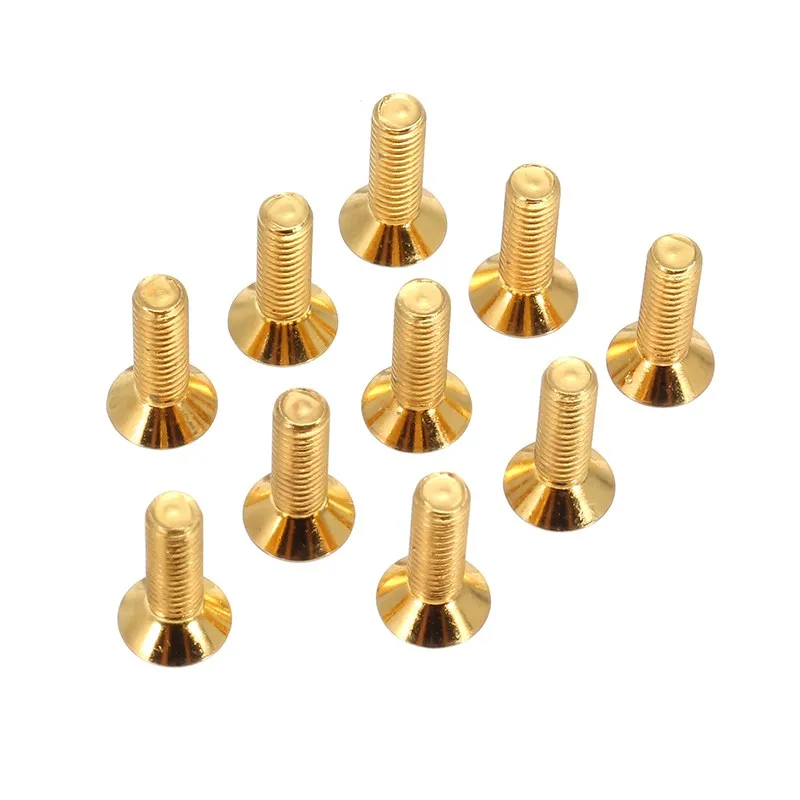 SULEVE Новые 10 шт. M3AH1 M3 * 10 потайной плоской головкой шестигранные винты с шестигранной головкой стальной сплав титановое покрытие золото