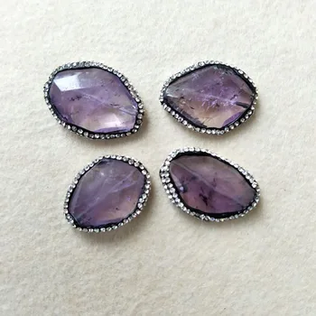 

10 PCS Nature Druzy Spacer Beads Connector,With Crystal Rhinestone Paved, For DIY Making Bracelet necklace Jewelry BD97