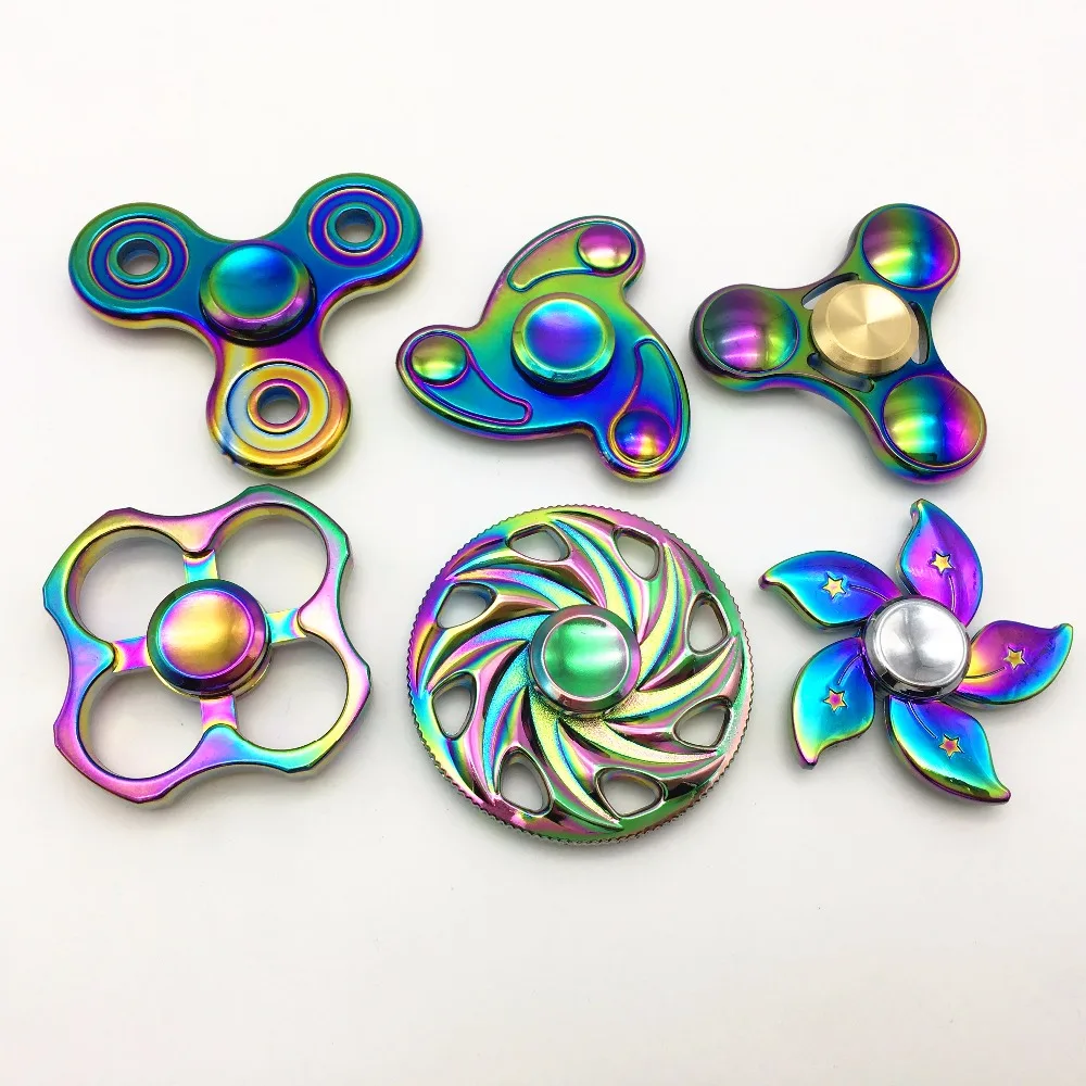 New Hot Fidget Spinner Rainbow Metal EDC Hand Spinner Cool Stress Wheel Cube Toys Dazzling figit