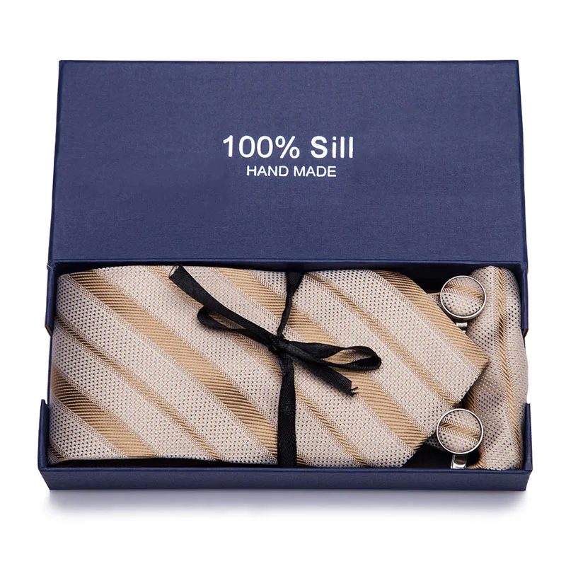 

Gift Box Men's Tie Silk Ties Set 100%Silk Jacquard Woven Necktie Handkerchiefs Cufflinks Set Ties For Men Wedding Corbatas