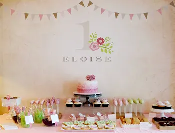 

custom Vintage Flower Girls flag flower leaves 1th birthday backgrounds High quality Computer print party backdrops