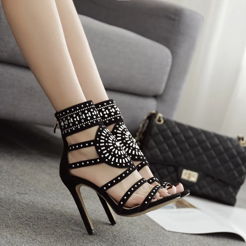 open toe rhinestone shoes