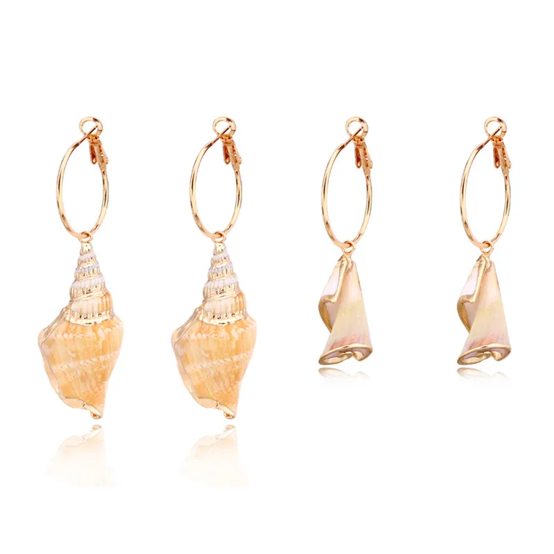 

1pair Bohemian Unique Ocean Shell Conch Drop Earrings For Women Elegant Simple Lrregular Sea Conch Pendant Earrings Jewelry E164