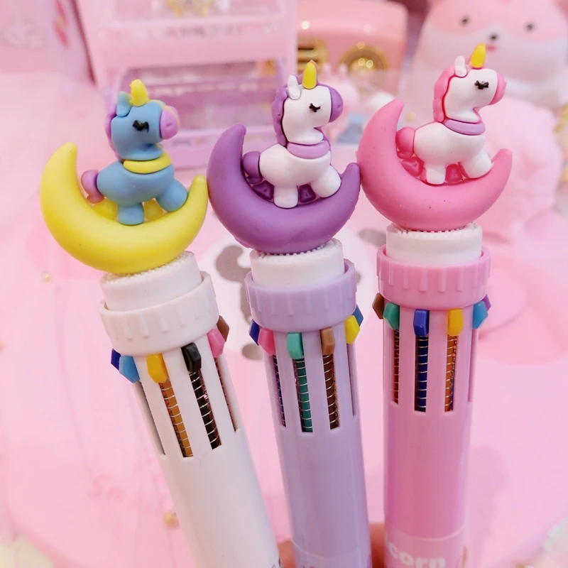 Esferográfica de Material Presente da Promoção Lote 10 Unicórnio Cor Caneta Escolar Kawaii Ball Pen For Kids Escola Suprimentos 30 Pçs - Lua 5 Pen for Kids Presente Da Promoção Escola Suprimentos
