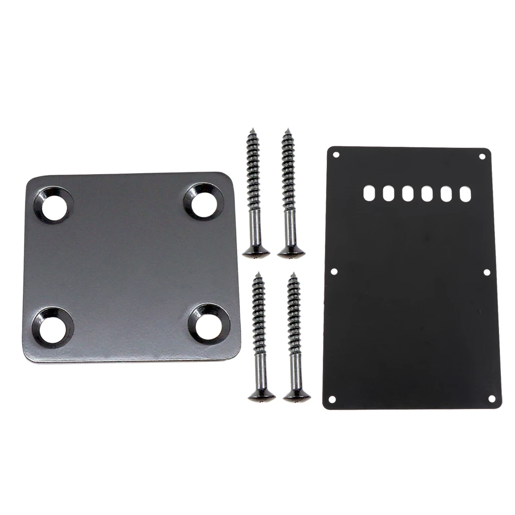 6 Hole Guitar Tremolo Cavity Back Cover Backplate + Neck Plate + 50pcs Pickup Mounting Screws Set