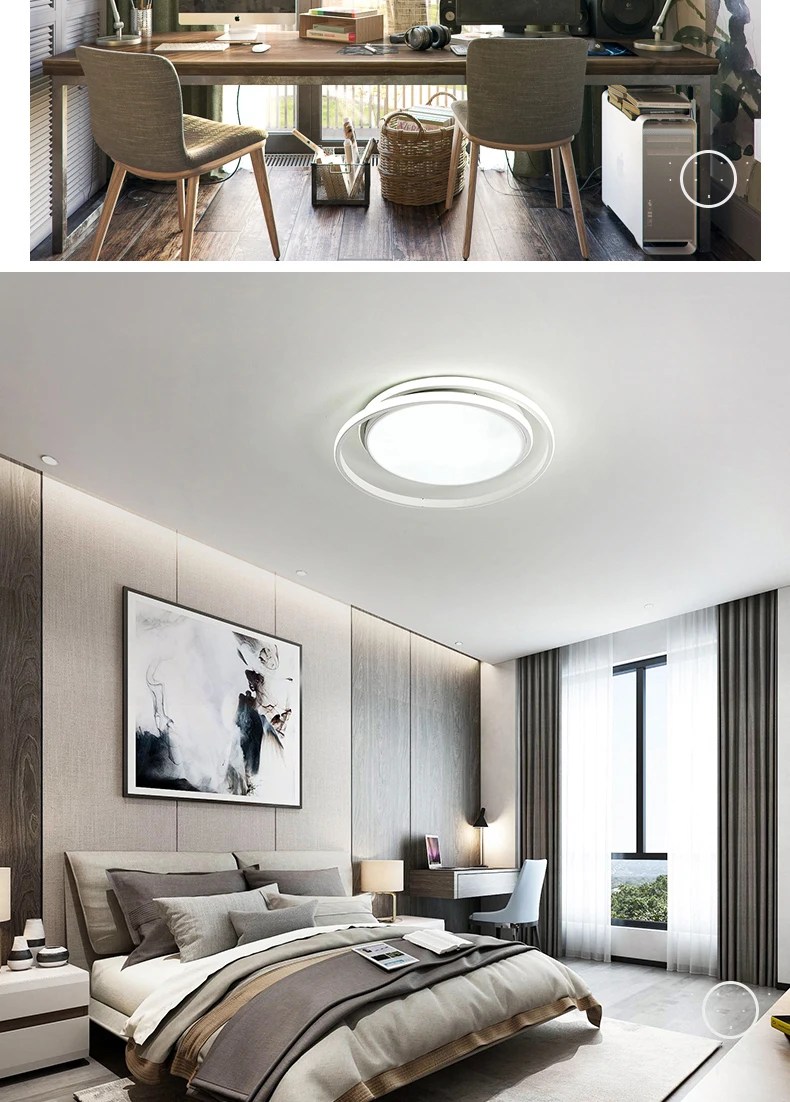 Круглый современный светодиодный потолочный светильник для гостиной светильник для спальни пульт дистанционного управления+ затемняемый белый или черный потолочный светильник