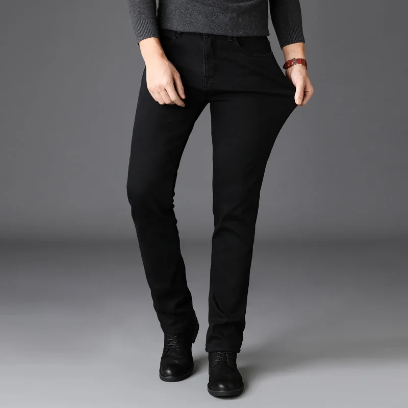 2019 для мужчин черный джинсы для женщин мотобрюки одежда повседневное мужской тощий стрейч джинсовые штаны зимние толстые классически