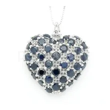 Ювелирное изделие, ожерелье с подвеской в виде сердца, натуральный настоящий сапфир, 0.15ct* 37 шт, драгоценный камень, серебро 925 пробы, хорошее ювелирное изделие C912135
