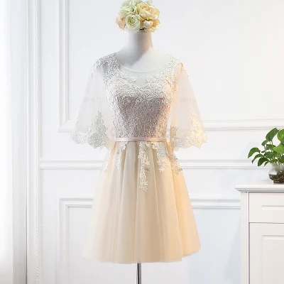 814E Short MNZ598# Длинные платья подружки невесты на шнуровке цвета шампанского Новинка Зима дешевые оптовые продажи thewedding вечерние платья невесты на выпускной - Цвет: 814E Short