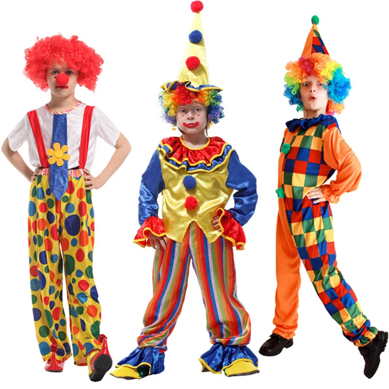 

Free Shipping Children Clown Costume Cosplay Dress Suit Funny Droll for Party Activities Halloween Christmas Carnival Adult