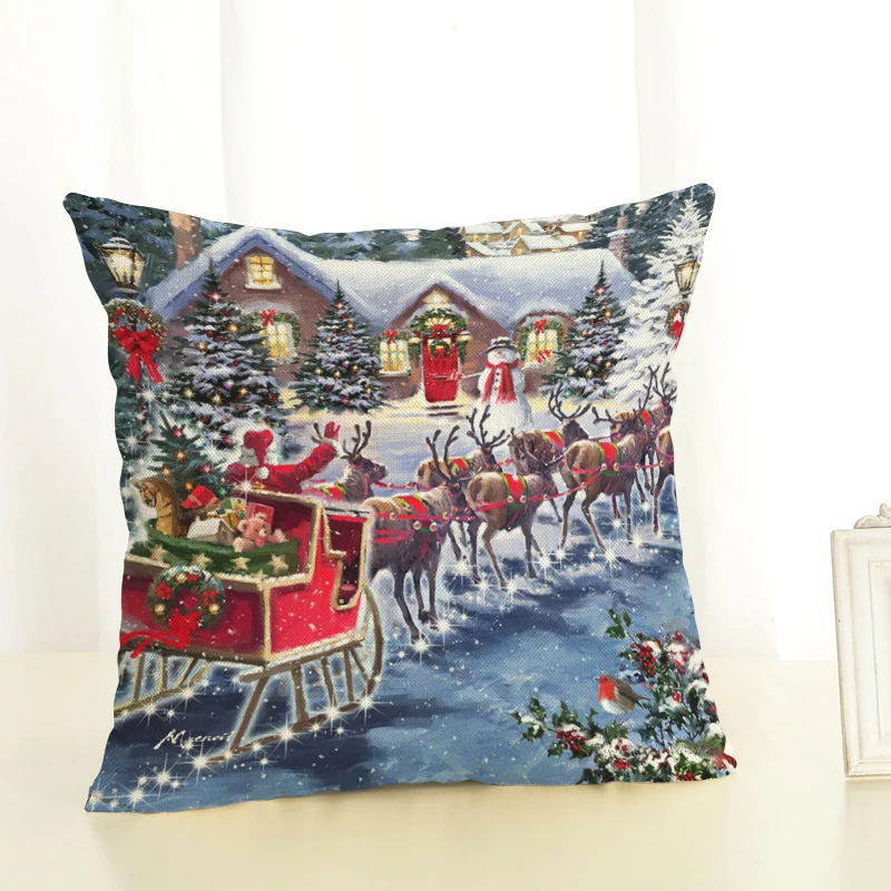 Cushion Cover Merry Christmas Letter Printing Happy Day Joy Holiday