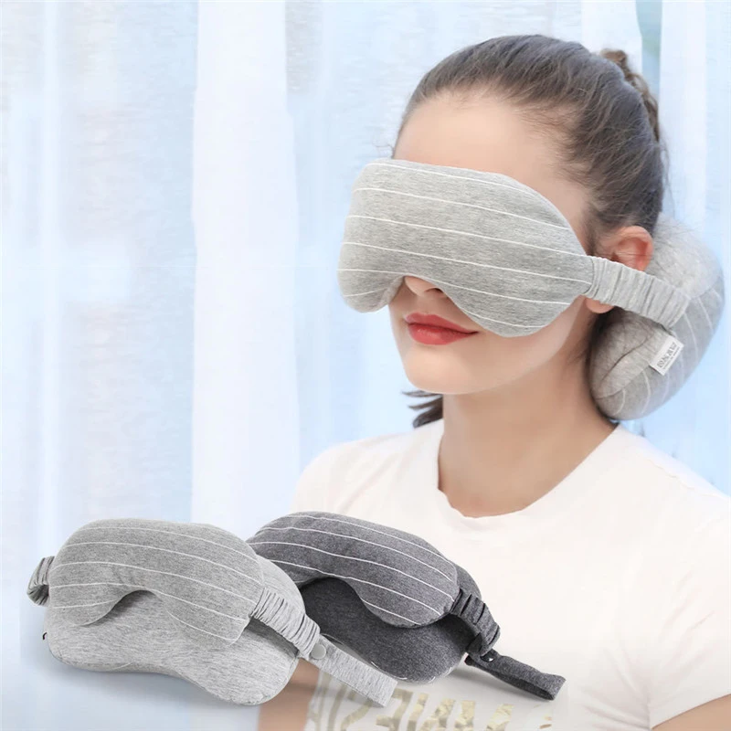 

Portable Comfortable Travel Neck Pillow & Eye Mask & Storage Bag with Handle Healthcare Airplane Train Travel Pillow Headrest