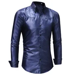 P46 RUIKE Chemise Homme Повседневное Slim Fit Блестящий Золотой Рубашки размер 3XL