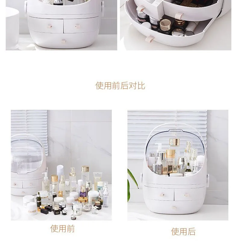 ZYJ Transparent Space Cosmetic Storage Box Removable handle Makeup Bag Bathroom Skin Care Drawer Organizer Container Package (16)