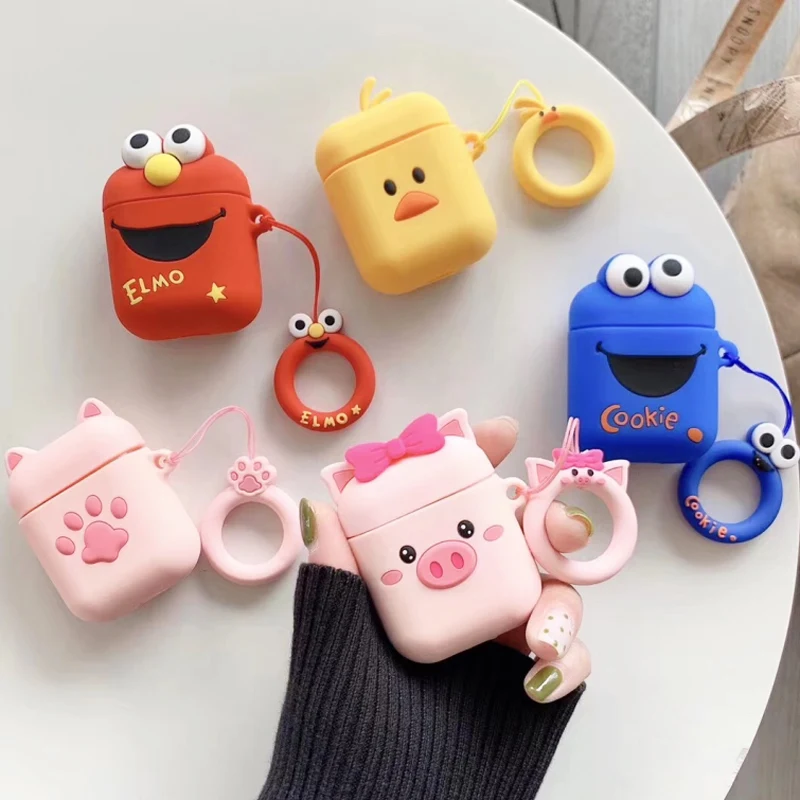 

Universal Cartoon Silicone Protective Case for AirPods 1/2 Lovely Bluetooth Earphone Charging Box Cover Anti-lost Lanyard Gifts