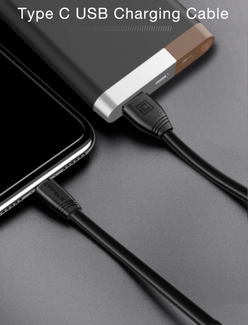 Cafele плоский usb type-C кабель для быстрой зарядки usb type-C кабель для Xiaomi huawei samsung usb type-C кабель DC 5 В 2A