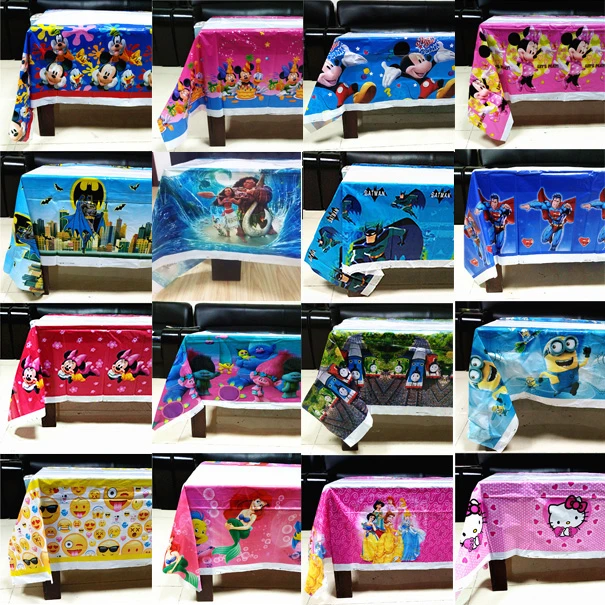 

108cm*180cm Minions Trolls Sofia Princess Minnie Mickey Moana Table Cloth Kids Birthday Party Supplies Decoration 1