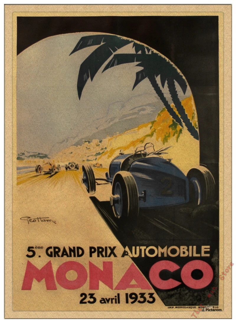 Супер гоночный Ретро мотор Monaco 1937 старинный автомобиль для путешествий, классический винтажный постер, сделай сам, домашний декор из крафт-бумаги - Цвет: Фиолетовый
