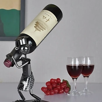 

Metal Decorative Wine Rack For Bar Handmade Wine Bottle Holder Champagne Storage Creative Iron Shelf Magic 3D Beer Display Stand
