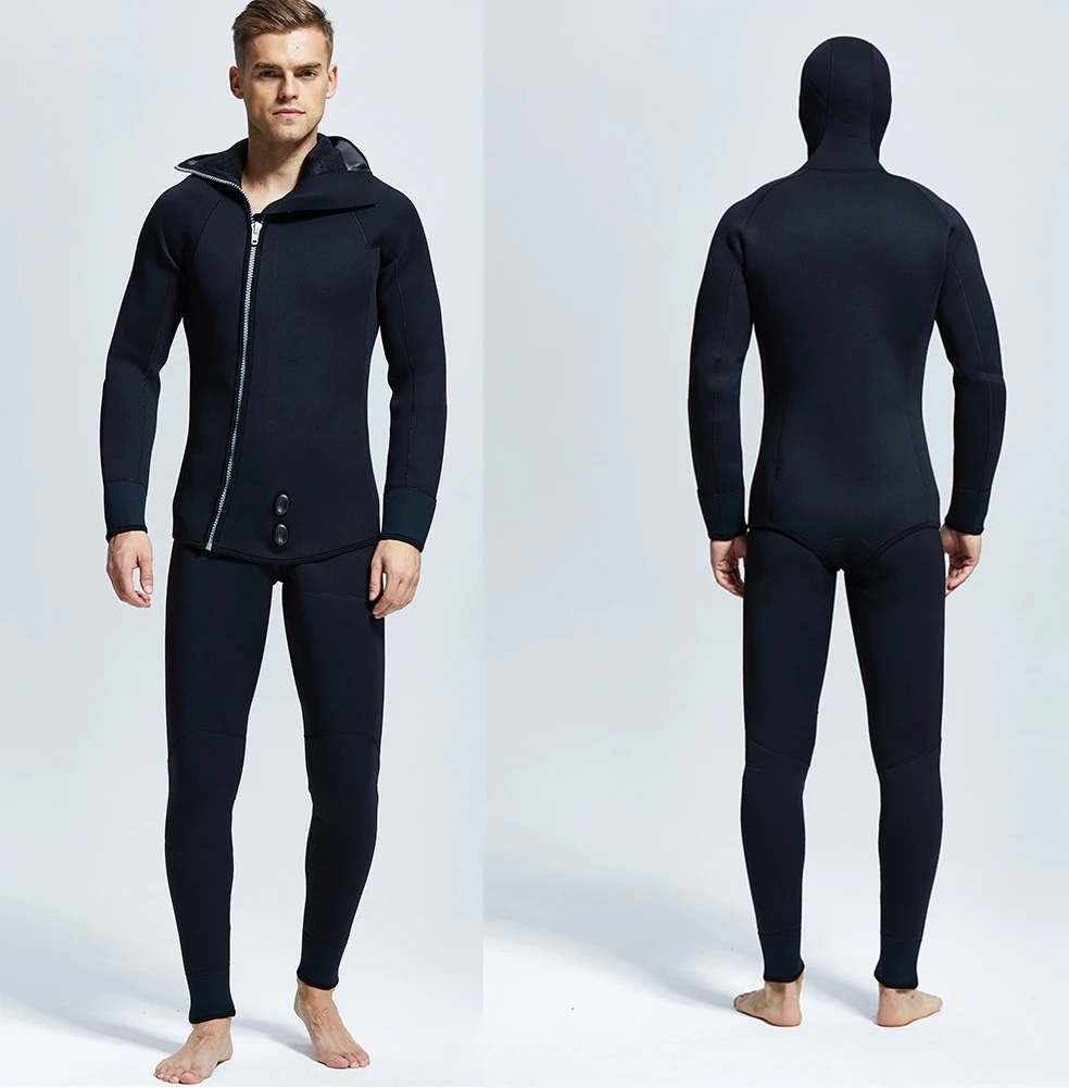 5MM/7MM Hooded Scuba Diving Jacket Pants Suit for Men Windproof