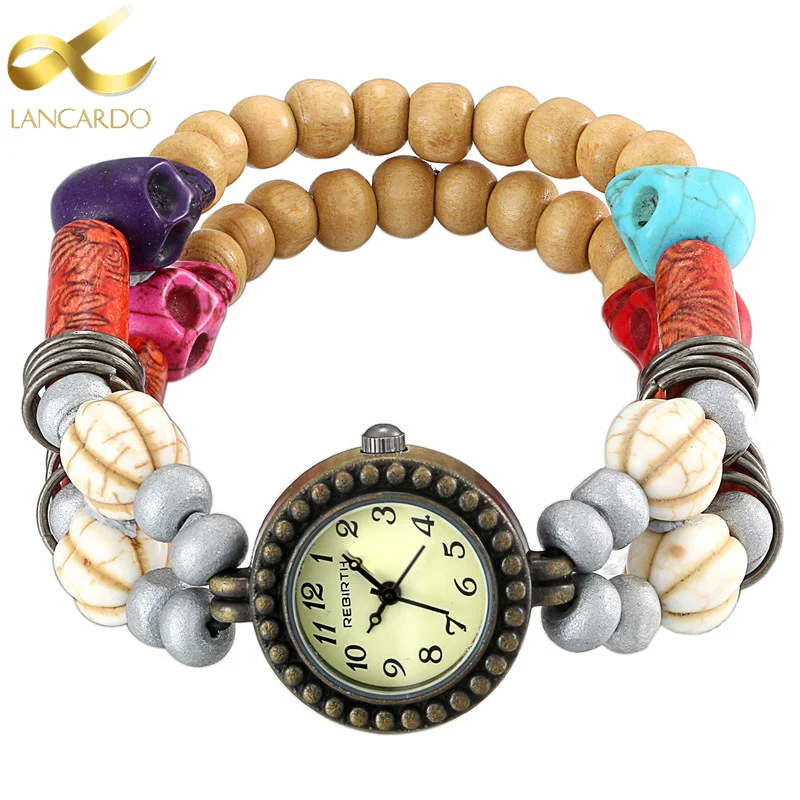 Lancardo Ethnic Vintage Watch Women Elegant Wooden Brand