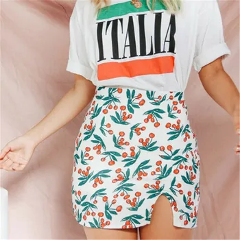 

Womens Stretch Skirt Split High Waist Floral Printed Short Skirt 2019 Summer Sexy Female Elastic Party Slit Mini Pencil Skirts