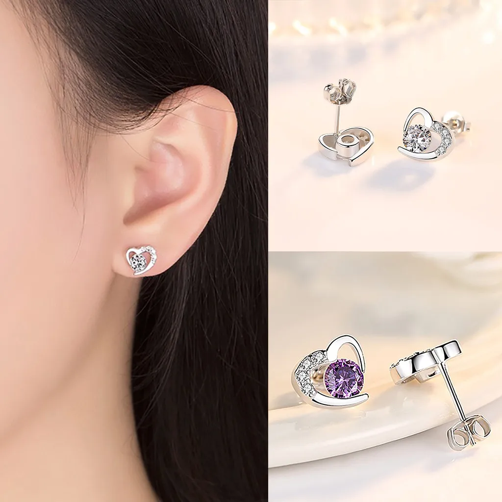 

2019 Women Fashion awthorn Heart Rhinestone Decorative Ear Studs Earrings Ladies Jewelry Gift korean Earrings
