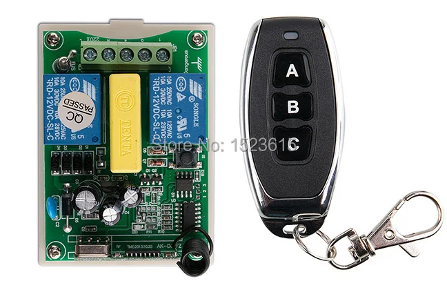 

AC 220 V 2 CH RF Wireless Remote Control Receiver +Transmitter tubular motor garage door projection screen