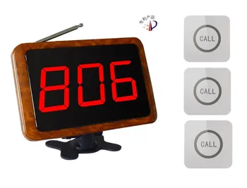 

Free shipping! Waiter service calling system, wood screen display receiver, waterproof touch call buttons, cafe wireless paper