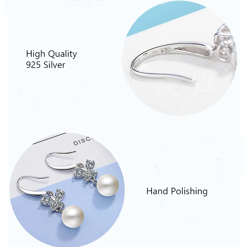 pearls dangle earrings cz zircon silver jewelry (7)