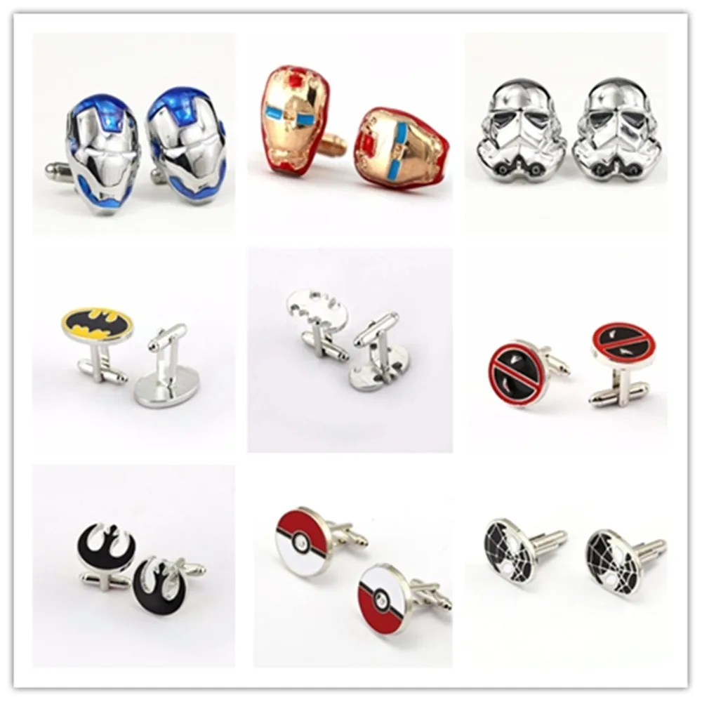 Hot Mixed Wholesale Star Wars Cufflinks Darth Vader Ironman Cuff Button Batman Superheroes Mask Animal Deadpool Shirt Cuff Links Hot Mixed Wholesale Star Wars Cufflinks Darth Vader Ironman Cuff Button Batman Superheroes Mask Animal Deadpool Shirt Cuff Links