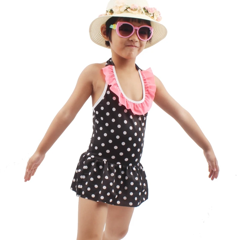 Swimmart/От 6 до 10 лет, детский купальный костюм в горошек с мини-воланом, милый женский пляжный костюм, детские купальные банные костюмы, купальник для подростков - Цвет: Dot