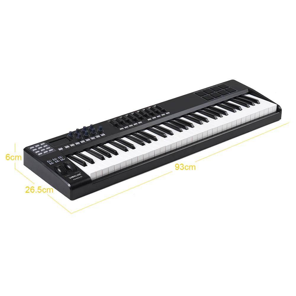 61-ключ USB MIDI контроллер клавиатуры 8 барабанные тормозные колодки с USB кабелем
