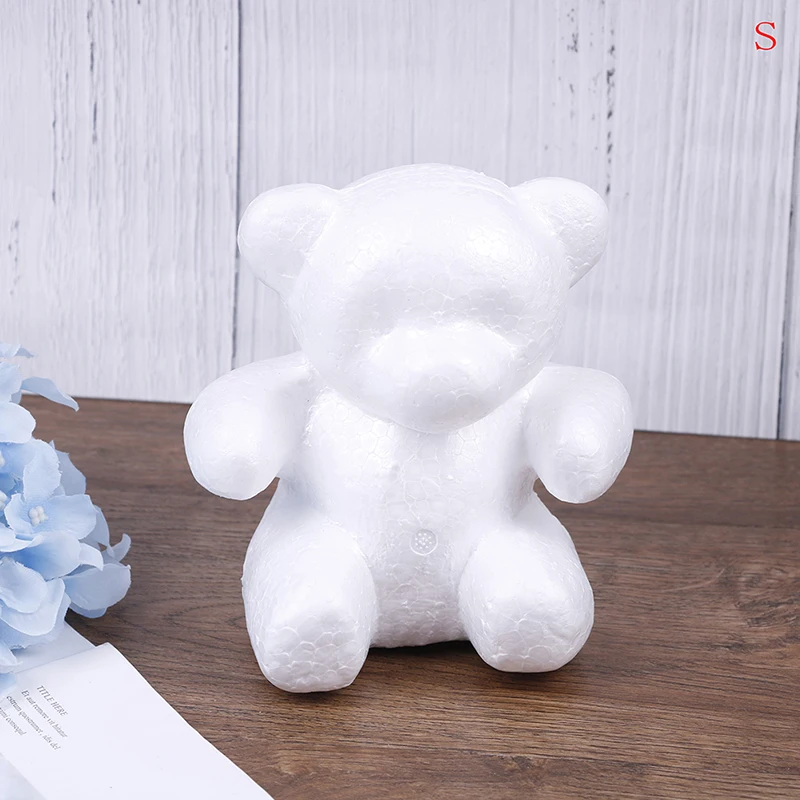 Modelado oso espuma poliestireno Oso Blanco espuma regalos corazón bola adornos artesanía flor fiesta de Pascua 15 cm 20 cm tamaño