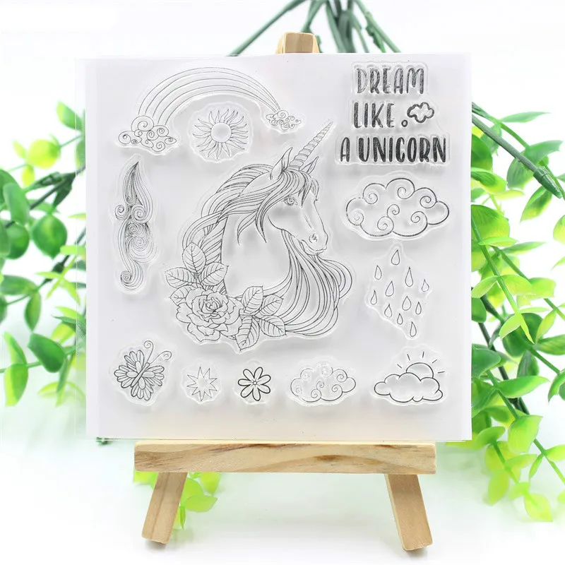 

Cute Unicorn Transparent Clear Silicone Stamp Or Cutting Dies for DIY Scrapbooking/Card Making/Kids Fun Decoration Supplies 235
