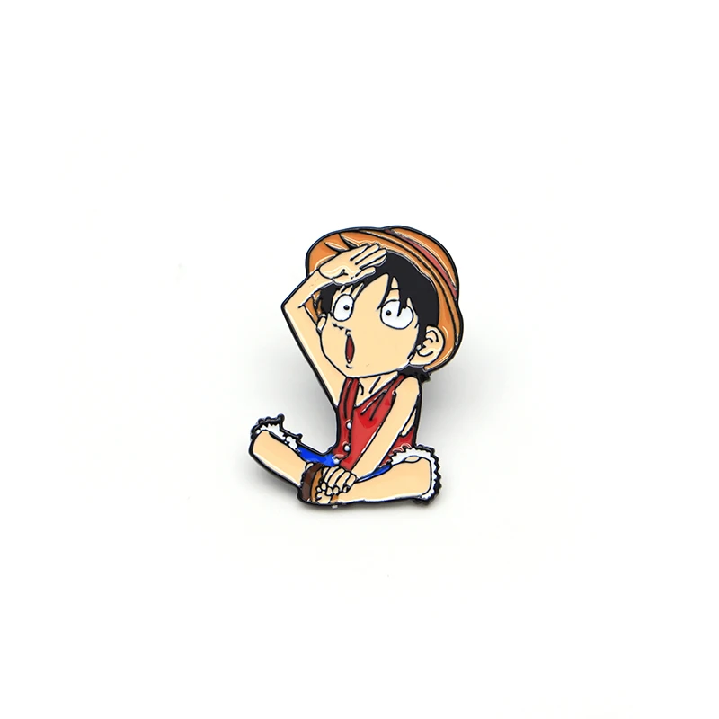 

Cartoon Anime Brooches ONE PIECE Luffy Enamel Pin for Boys Lapel Pin Hat/bag Pins Denim Jacket Shirt Women Brooch Badge A49