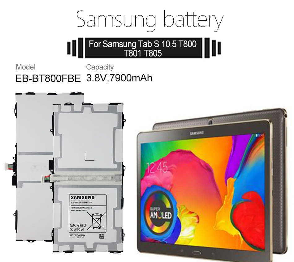 Samsung планшет батарея EB-BT800FBE 7900 мАч для samsung Galaxy Tab S 10," SM-T800 T800 T801 T805 T807 T807A T807P