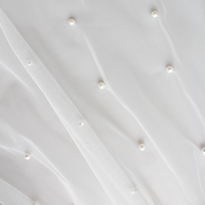 SLBRIDAL One-Layers Pearls Wedding Chapel Veils With Combs Bridal Veils Wedding Wear Accessories For Bride Mariage Women SLBRIDAL One-Layers Pearls Wedding Chapel Veils With Combs Bridal Veils Wedding Wear Accessories For Bride Mariage Women