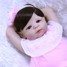 2017 New Full Silicone Reborn Pink baby dolls bebe cute girl Lifelike Baby-Reborn bonecas for children xmas gift