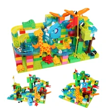 168 шт мраморные гоночные кирпичи лабиринт, Шариковая дорожка, строительные блоки, сборный городской набор кирпичей, игрушки для детей, приключения в джунглях
