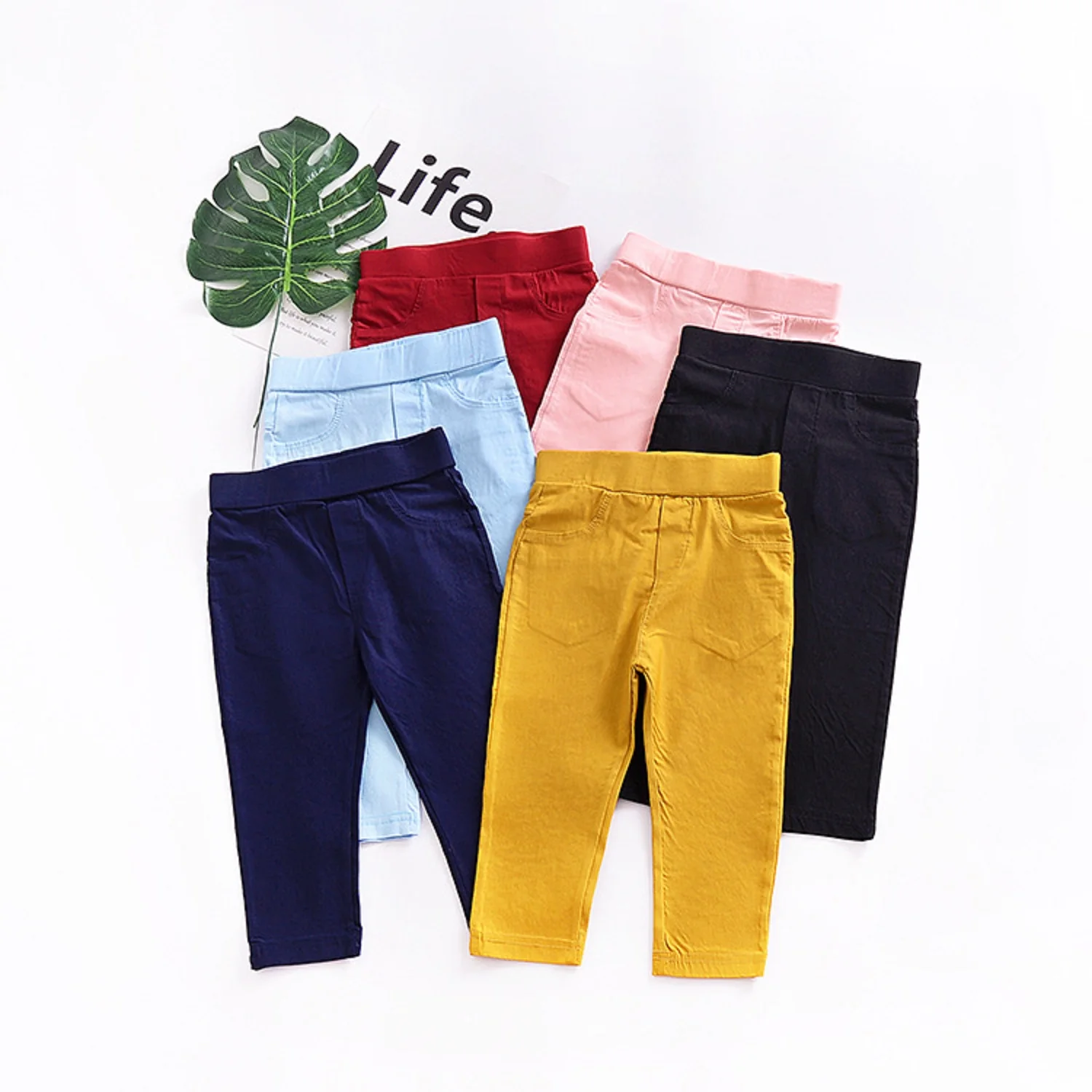 Детские Стрейчевые штаны для маленьких мальчиков и девочек, однотонная одежда, брюки, брюки, повседневная одежда