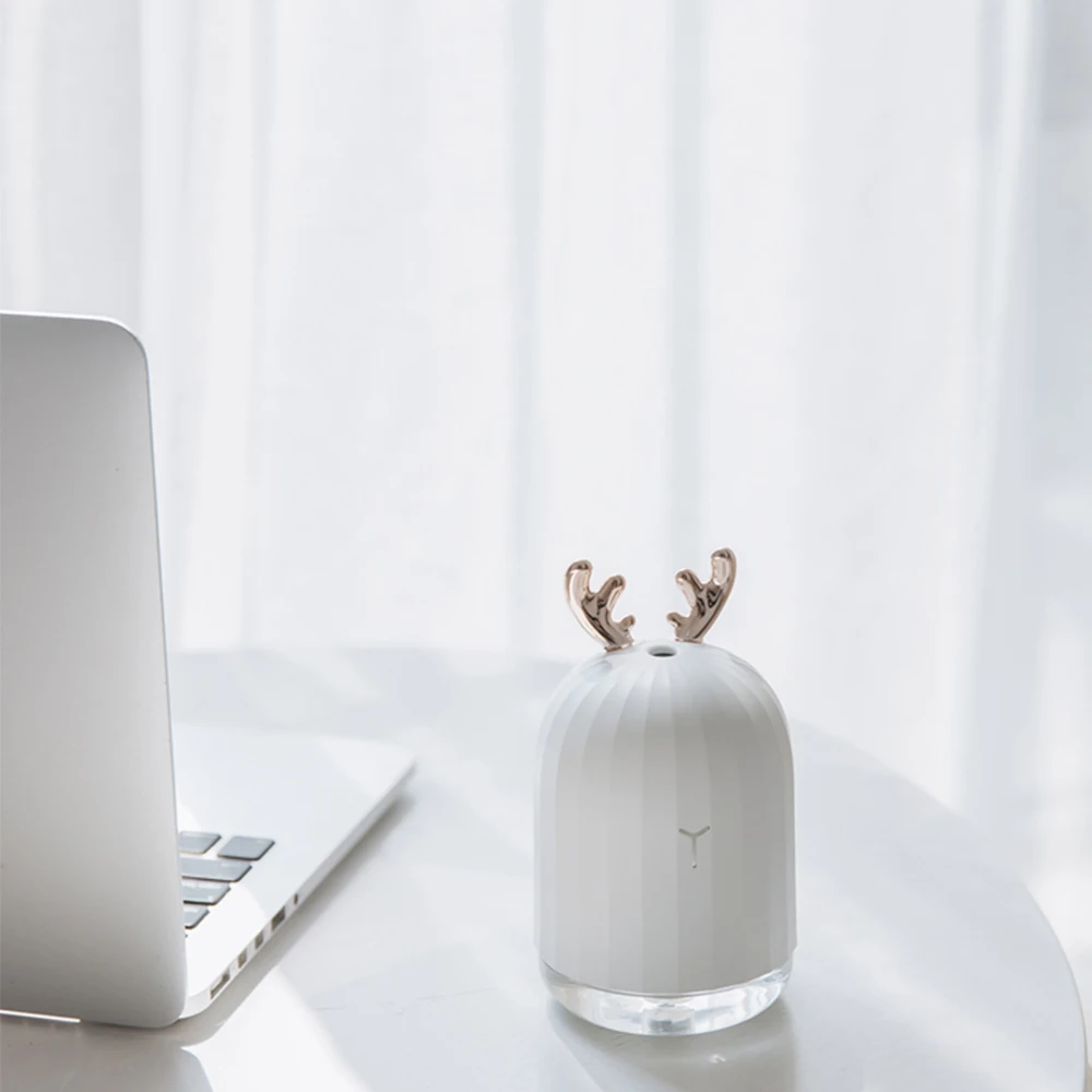  White Deer air Humidifier Ultrasonic Aromatherapy Diffuser with Colorful LED Night Light Mini USB E