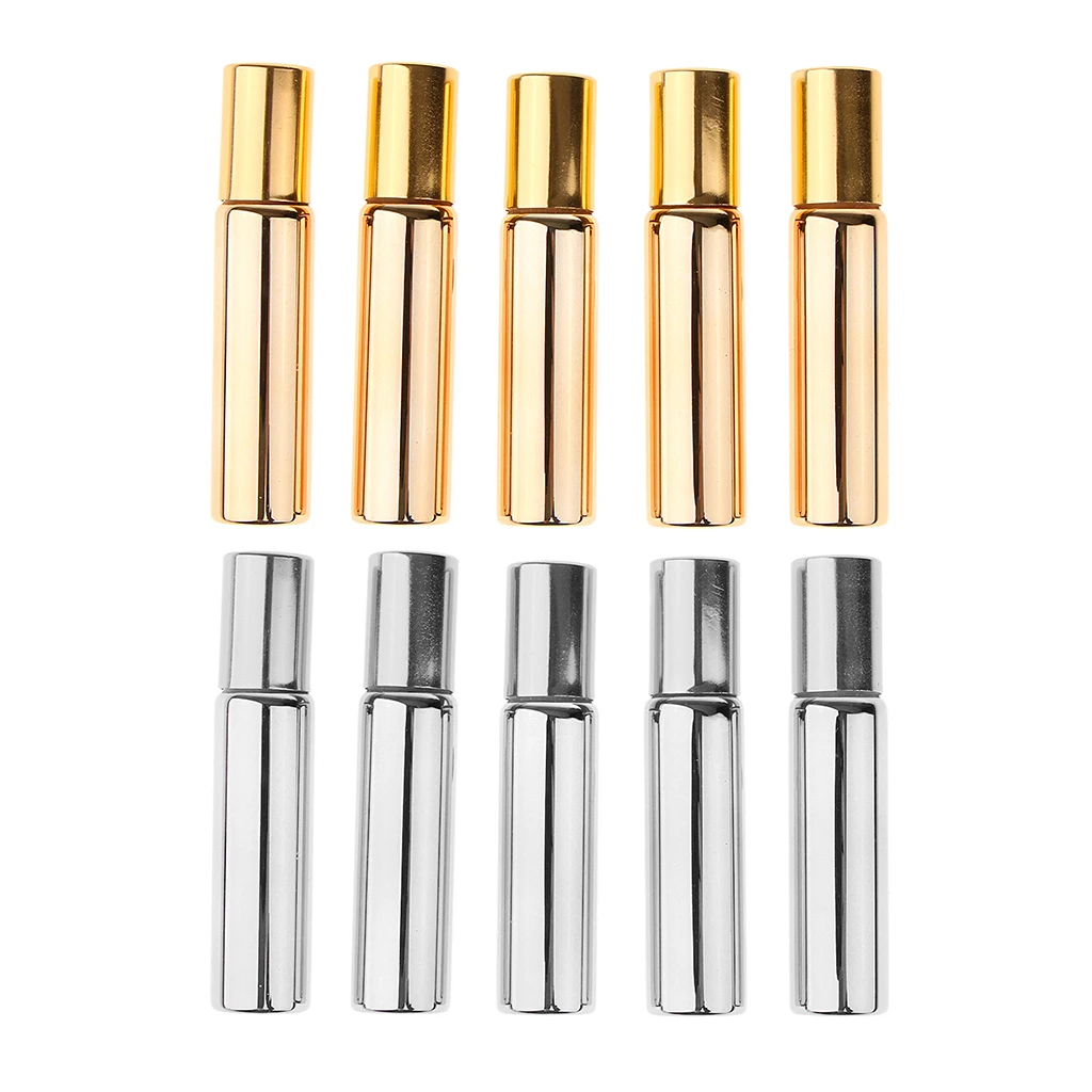 Wholesale Empty Storage Vials Roll-on Bottles w/steel roller balls for Essential Oils,Perfume or Other Liquids Oils (5Pcs,10 mL)