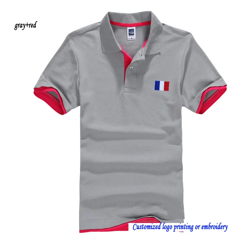 XS-3XL, поло, рубашка, Флаг Франции, мужские Поло, топ, летние рубашки для мальчиков, Обычная Лоскутная одежда ярких цветов, повседневная одежда для взрослых - Цвет: gray red