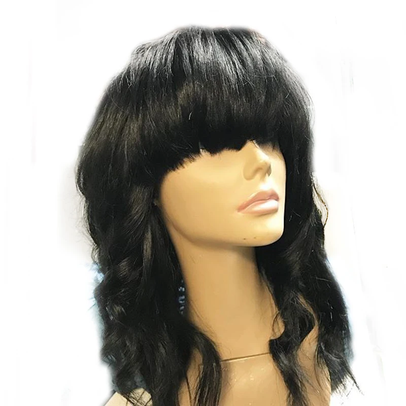 Brazilian Remy 150 Density Lace Front Human Hair Wigs With Bangs Pre