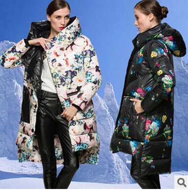 

Women Down Jacket Brand 2015 Winter Jacket 90% duck Down and Parka women's print down coat Downs Jackets long Outwear coats